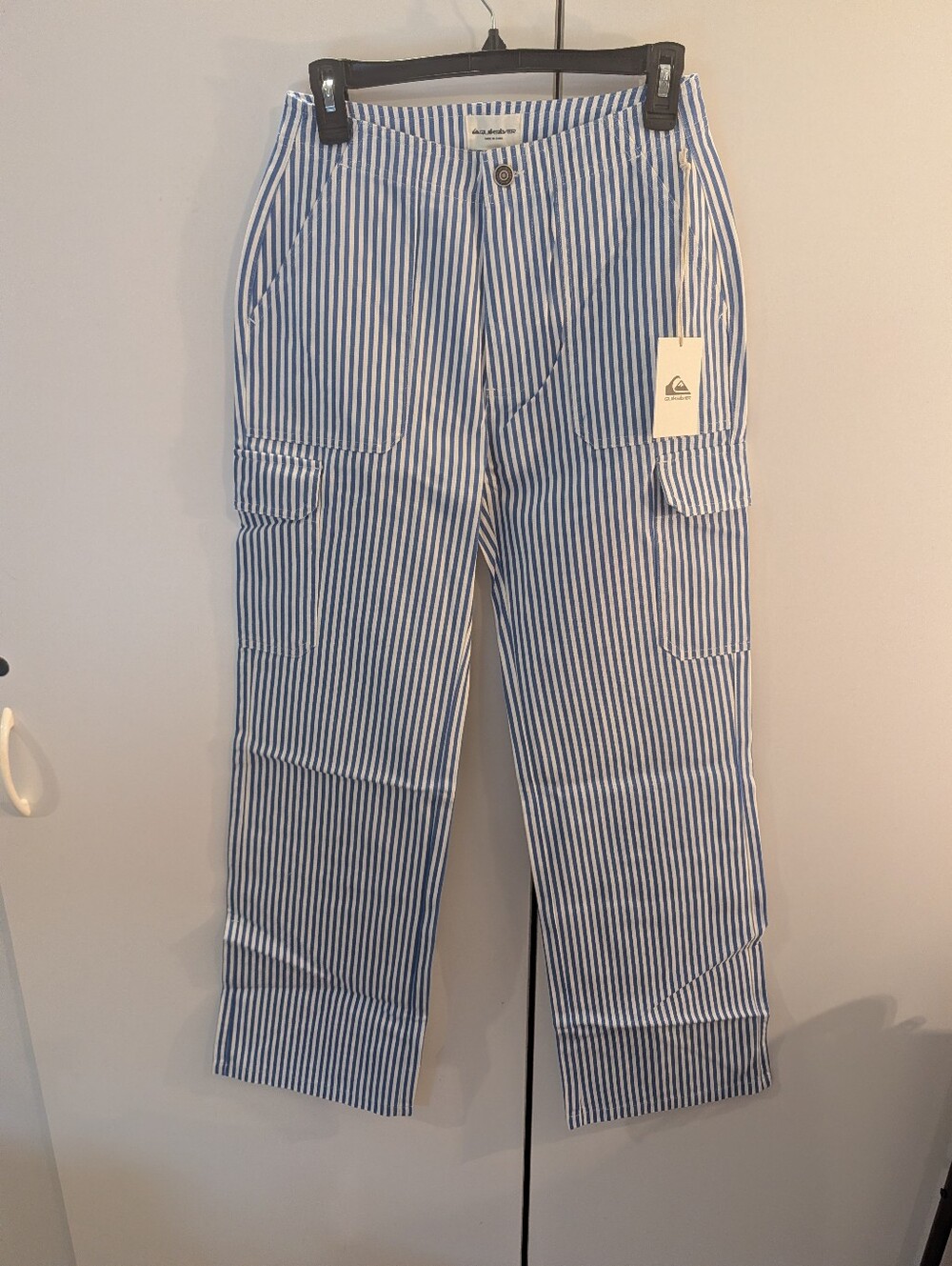 Quiksilver Woman's 25 Lizzie Blue & White Striped Feeling Blue Cargo Pants NWT